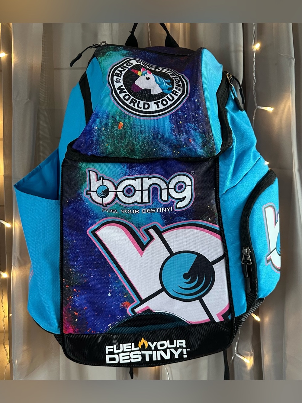 Bang Energy Drink Utility full size Backpack Cotton Candy Blue